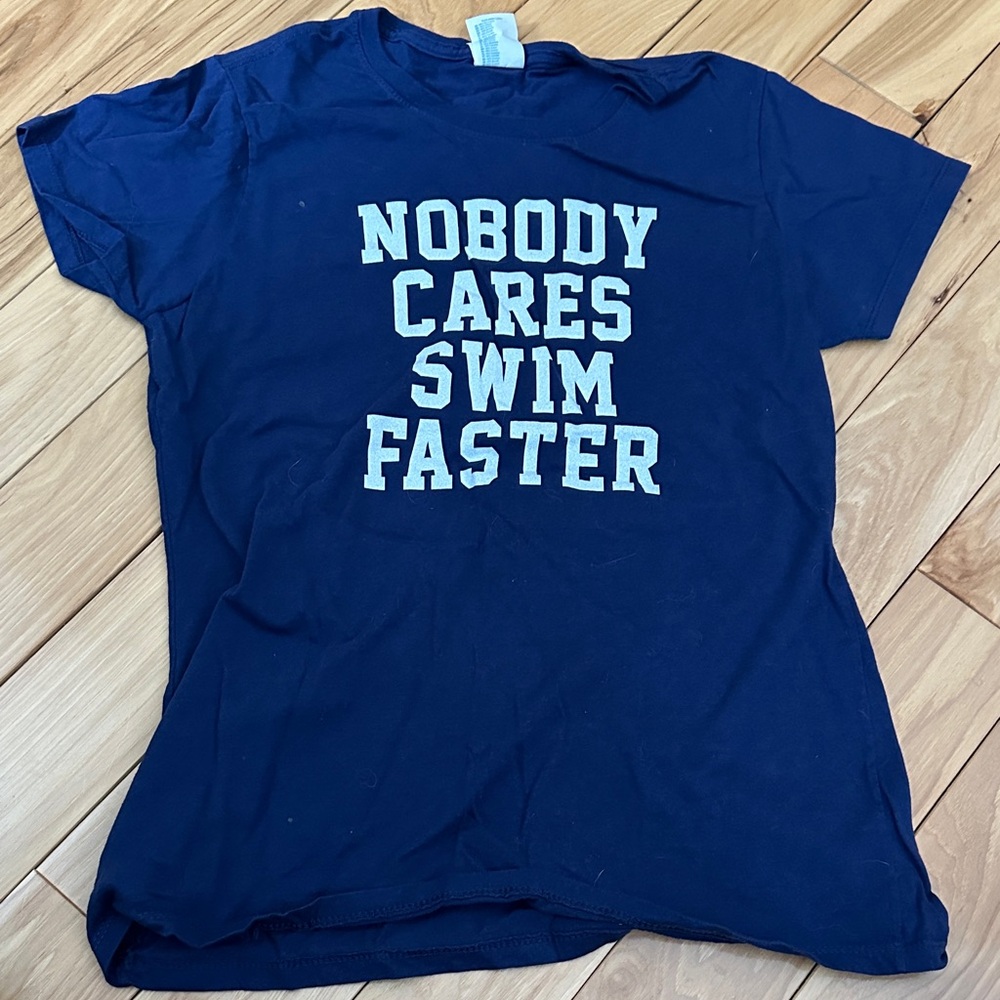 Port and Company Navy Swim Coverup Tee with White Lettering